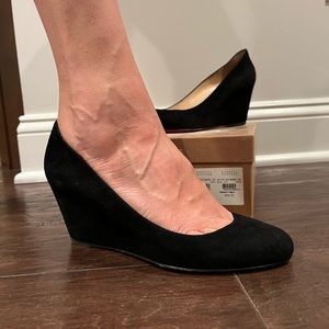christian loubouton black suede wedge